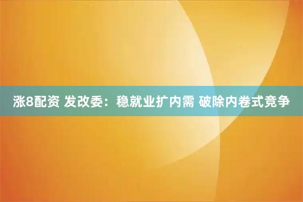 涨8配资 发改委：稳就业扩内需 破除内卷式竞争